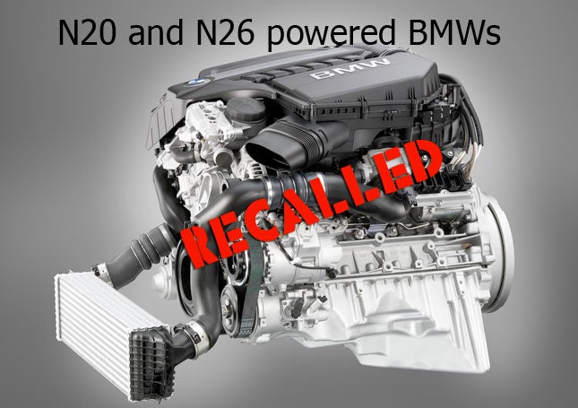 BMW recalls 3 series 5 series X1 X5 Z4 with N20 or N26 engine